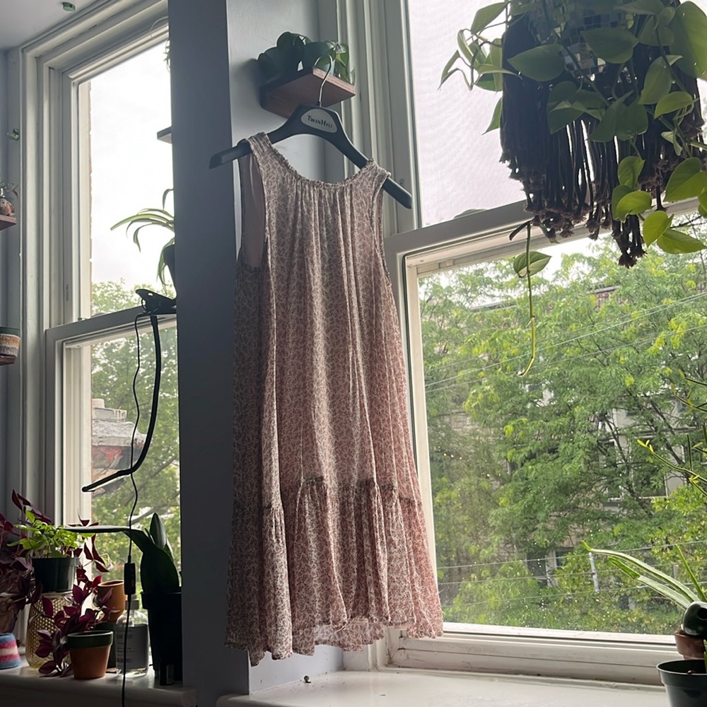 Anthropologie Pink Ruffled Tiered Sundress